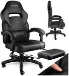 tectake&reg; Racing B&uuml;rostuhl, ergonomische Form, mit Fu&szlig;st&uuml;tze und verstellbarer