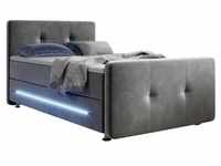 Juskys Boxspringbett Houston 120x200 cm - Bett mit LED, Topper &...