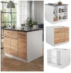 Vicco K&uuml;cheninsel K&uuml;chenblock Einbauk&uuml;che Fame-Line Wei&szlig; Eiche Goldkraft 90 cm