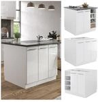 Vicco K&uuml;cheninsel K&uuml;chenblock Einbauk&uuml;che Fame-Line Wei&szlig; 90 cm modern Hochglanz