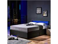 HOME DELUXE LED Bett Nube mit Schubladen 140x200 - versch. Farben - Dunkelgrau