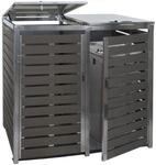2er M&uuml;lltonnenverkleidung MCW-K14, M&uuml;lltonnenbox, 119x134x84cm WPC Edelstahl 78kg ~