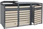 3er M&uuml;lltonnenverkleidung MCW-J81, M&uuml;lltonnenbox, erweiterbar, Metall 82kg,