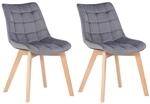 CLP 2er-Set Esszimmerst&uuml;hle Passaic Samt, ergonomisch gepolstert & gesteppt, mit