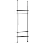 SoBuy Garderobenst&auml;nder mit 1 Ablage Schwarz 80x27x300cm Funktional