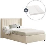 Juskys Polsterbett Savona 120x200 cm mit Stauraum, H3 Matratze, Samt-Bezug, bis 250kg