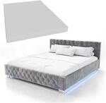 Juskys Polsterbett Nizza 180x200 cm &ndash; Matratze, Stauraum & LEDs - Samtbezug mit