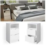 Vicco 2er Set Nachttisch Ruben wei&szlig; Nachtkommode Nachtschrank f&uuml;r Boxspringbett