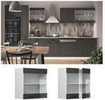 Vicco H&auml;ngeglasschrank K&uuml;chenschrank K&uuml;chenzeile R-Line Landhaus 60 cm Wei&szlig;