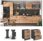 Vicco Schubladenunterschrank K&uuml;chenschrank K&uuml;chenzeile R-Line 60 cm Anthrazit Eiche