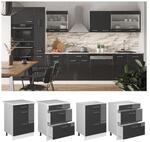 Vicco Schubladenunterschrank K&uuml;chenschrank K&uuml;chenzeile R-Line 60 cm Wei&szlig; Anthrazit