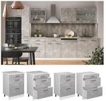 Vicco Schubladenunterschrank K&uuml;chenschrank K&uuml;chenzeile R-Line 60 cm Wei&szlig; Beton