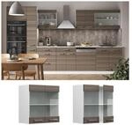 Vicco H&auml;ngeglasschrank K&uuml;chenschrank K&uuml;chenzeile R-Line 60 cm Wei&szlig; Edelgrau T&uuml;r