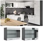 VICCO K&uuml;chenschrank H&auml;ngeschrank H&auml;ngeglasschrank 80 cm R-Line Anthrazit
