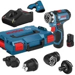 Bosch Akku-Bohrschrauber GSR 12V-15 FC FlexiClick- L-BOXX - 2x2Ah - 4 Aufs&auml;tze