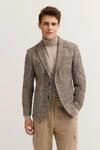 Jersey-Sakko mit Reverskragen in Modern Fit mit elastischem Stretch-Anteil in beige