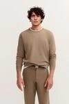 Pullover Rundhals Basic Essential aus reiner Baumwolle in beige