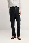 Moderne Bundfaltenhose mit Kordelzug und elastischem Bund in marine