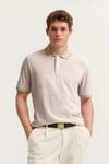 Modernes Poloshirt aus Baumwoll-Mix mit feinen Streifendetails in beige