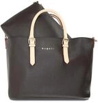 Handtasche mit Kontrastriemen in braun