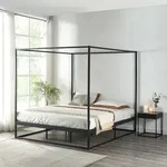 Himmelbett Kristianstad Metall 160x200 cm Schwarz [en.casa]