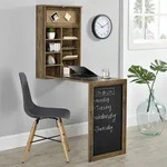 Wandklapptisch Kl&auml;ppen mit Regal Holzfarben [en.casa]