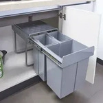 Einbau-M&uuml;lleimer Froland 48x34x42cm Grau 2x10L+1x20L [en.casa]