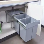 Einbau-M&uuml;lleimer Froland 48x34x42cm Grau 2x20L [en.casa]