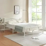 Metallbett Florenz 140x200 cm Wei&szlig; [en.casa]