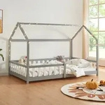 Hausbett Hesel mit Rausfallschutz 120x200cm Grau [en.casa]