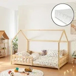 Hausbett Hesel mit Matratze und Rausfallschutz 120x200cm Holzoptik [en.casa]