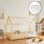 Hausbett Hesel mit Matratze und Rausfallschutz 90x200cm Holzoptik [en.casa]