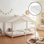 Kinderbett Brome mit Matratze 90x200 cm Grau [en.casa]