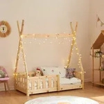 Kinderbett Helsingborg 70x140 cm Holzfarben [en.casa]