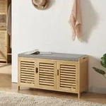 Schuhschrank Selk mit Sitzfl&auml;che Bambus [en.casa]