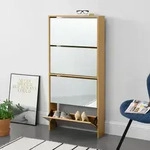 Schuhkipper Vogar mit 4 T&uuml;ren 134x63x17 cm Eichenoptik [en.casa]