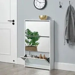 Schuhkipper Vogar mit 3 T&uuml;ren 102,5x63x17 cm Wei&szlig; [en.casa]