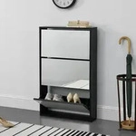 Schuhkipper Vogar mit 3 T&uuml;ren 102,5x63x17 cm Schwarz [en.casa]