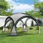 LED Pavillon Gr&auml;storp Festzelt Gartenpavillon Grau [pro.tec]