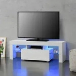 LED Fernsehtisch Grimsey 130x40x38 cm mit Schublade Wei&szlig; en.casa