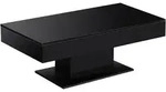 Couchtisch L&uuml;nen mit 2 Stauf&auml;chern Schwarz Hochglanz [en.casa]