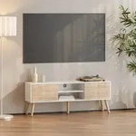 Fernsehtisch Eskilstuna mit 2 Schrankt&uuml;ren und 2 Ablagen Wei&szlig;/Eiche [en.casa]