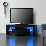 LED Fernsehtisch Grimsey 130x40x38 cm mit Schublade Schwarz en.casa