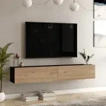 Fernsehtisch Lapinlahti 180 x 31,5 x 29,5 cm Schwarz/Eiche [en.casa]