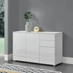 Sideboard Paarl mit 3 T&uuml;ren 74x117x36 cm Wei&szlig;, hochglanz [en.casa]