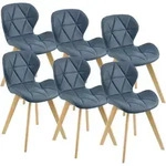 Esszimmerstuhl &Auml;lmhult 6-er Set 78x47x52 cm Kunstleder Blau [en.casa]