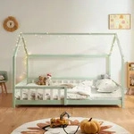 Hausbett Hesel mit Rausfallschutz 120x200 cm Mintgr&uuml;n [en.casa]