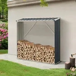Feuerholzregal Kalmar 158x47x152cm aus Stahl Anthrazit [casa.pro]