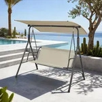Hollywoodschaukel Satten 3-Sitzer 173x119x153 cm Grau/Beige [en.casa]