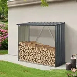 Feuerholzregal Kalmar 158x80x152cm aus Stahl Anthrazit [casa.pro]